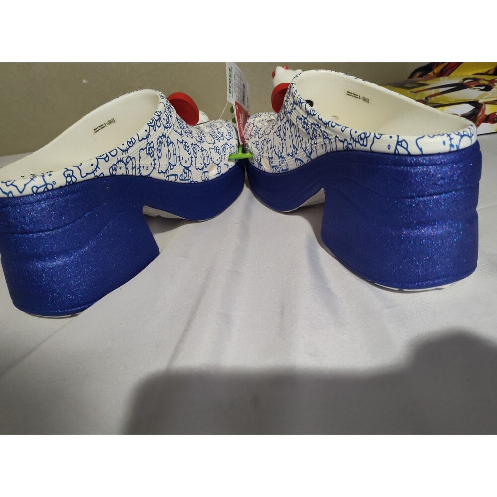 Hello Kitty x Crocs Siren Clog Platform Sandals Blue Glitter Women 11 New - Picture 11 of 16